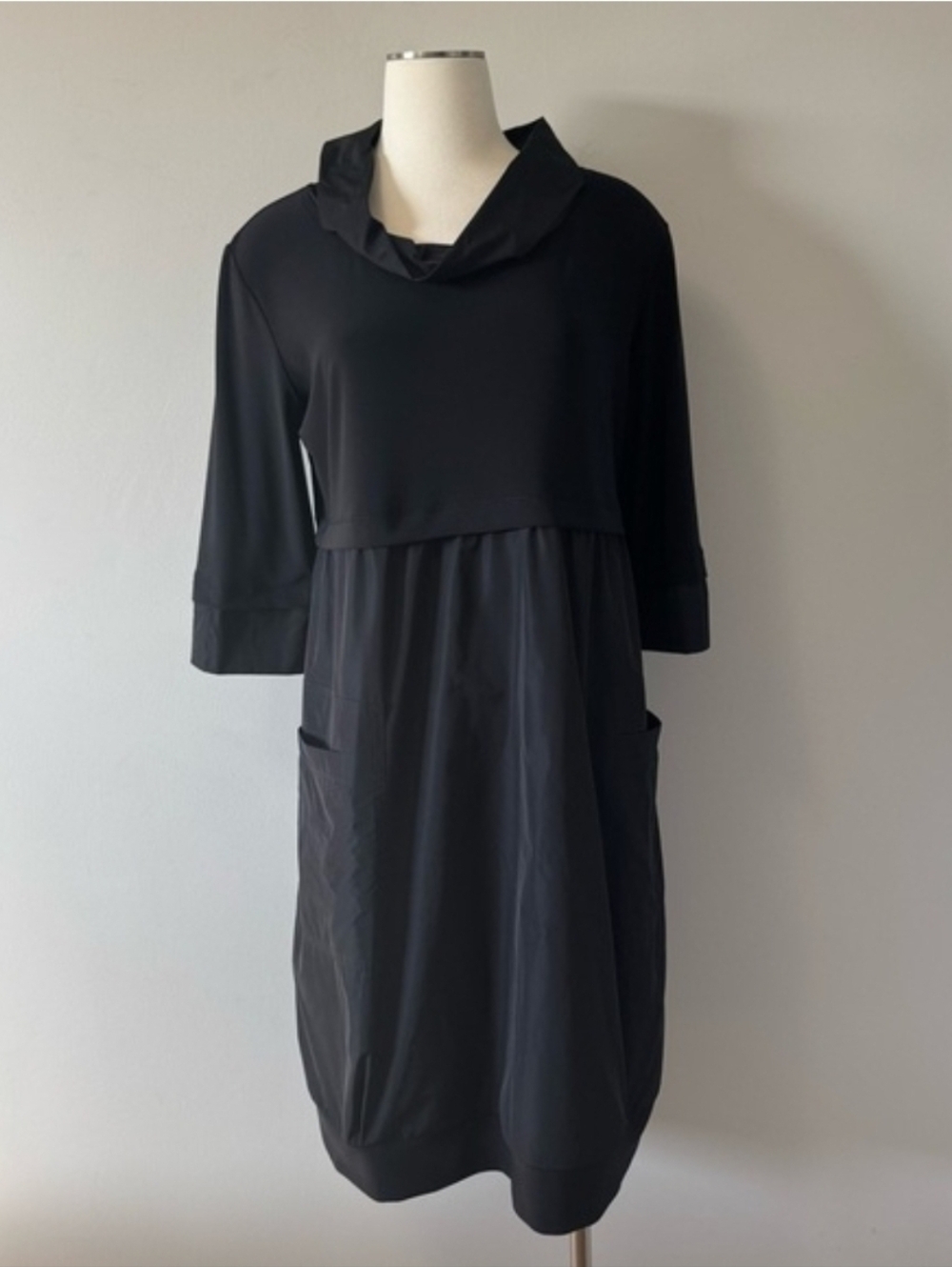 Joseph Ribkoff Black Panel Midi Dress with Pockets